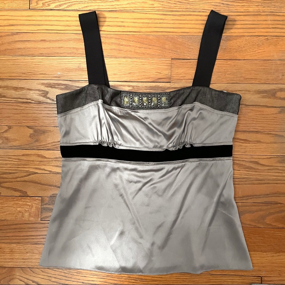 Ellie Tahari gold and black velvet camisole